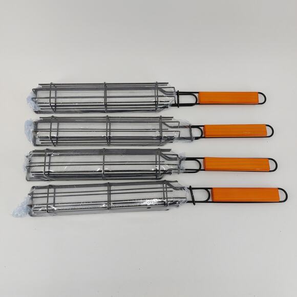 Set of 4 Klamz Barbecue Grilling Cage Basket Hotdog Grill Skewers BBQ Hot Dog - Picture 10 of 10